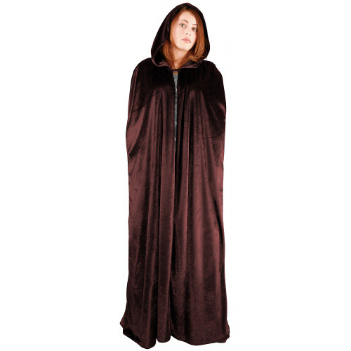 Charades: Hooded Panne Cape (Brown)