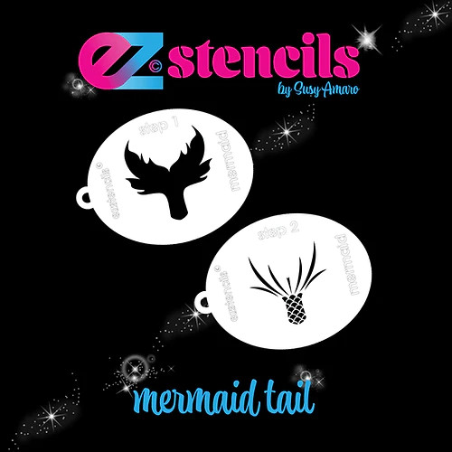 EZ Stencils - Mermaid Tail 3 Stencil Set for Face Painting and Airbrush