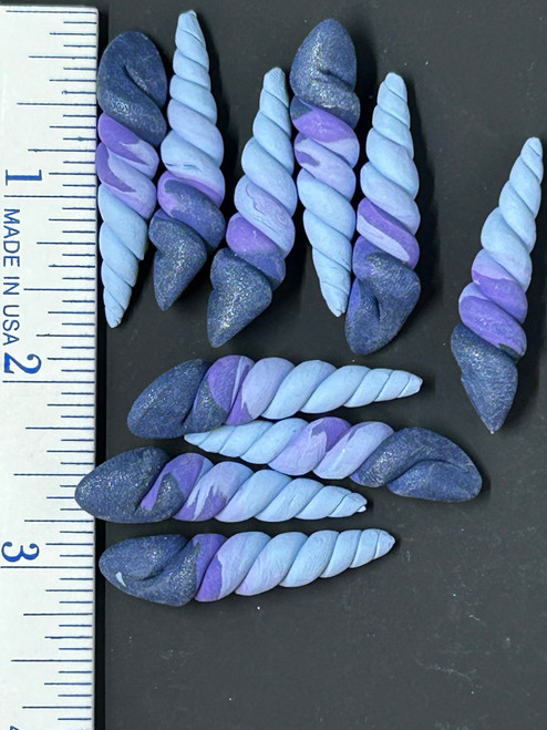 Denim/Purple/Light Blue Polymer Horns - 9 pack