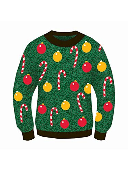 Adult Ugly Christmas Sweater, Green Ornament, Size Large