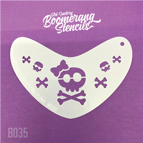 Sugar Skull and Crossbones Boomerang Stencil