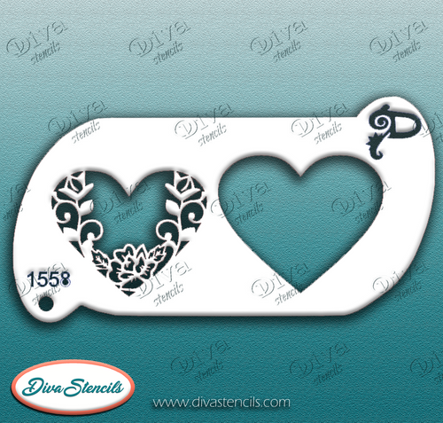 Valentine Heart Floral Diva Stencil