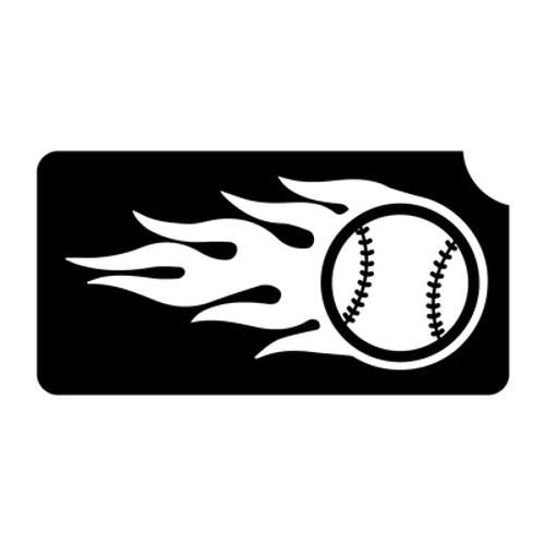 Baseball with Flames 3 Layer Stencil Pack of 5