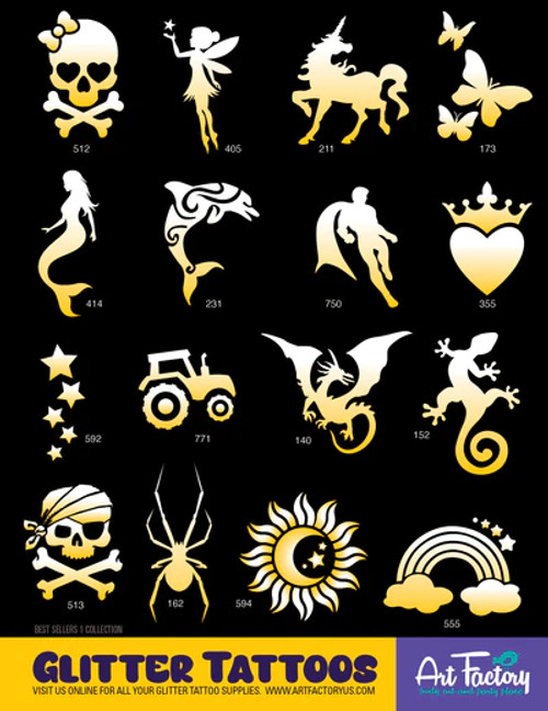 Best Seller's Collection With Design Sheets Glitter Tattoo Set