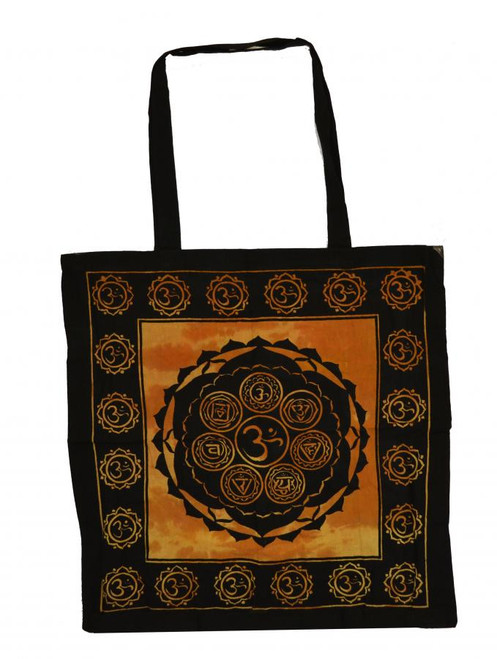 Seven Chakra Tote bag 18x18" Orange tie Dye/Black