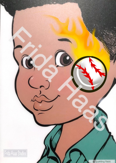 Baseball Flame Face Paint Photo