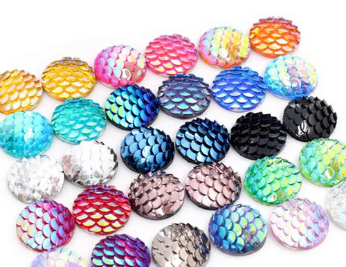 Round Fish Scale Mermaid Gems 30ct - Choose Color