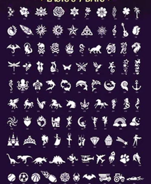 500 Glitter Tattoo Stencils - Refill Kit