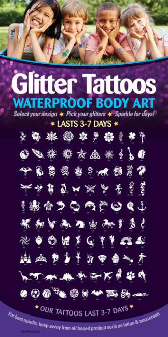 Glitter Tattoo Vinyl Display Panel w Grommets