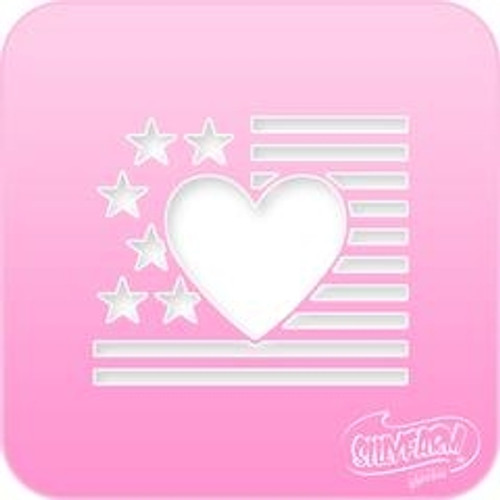 1132 USA Heart Flag Pink Power Stencil