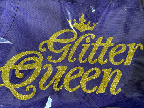 Glitter Queen 3 Pocket Apron Gold on Purple