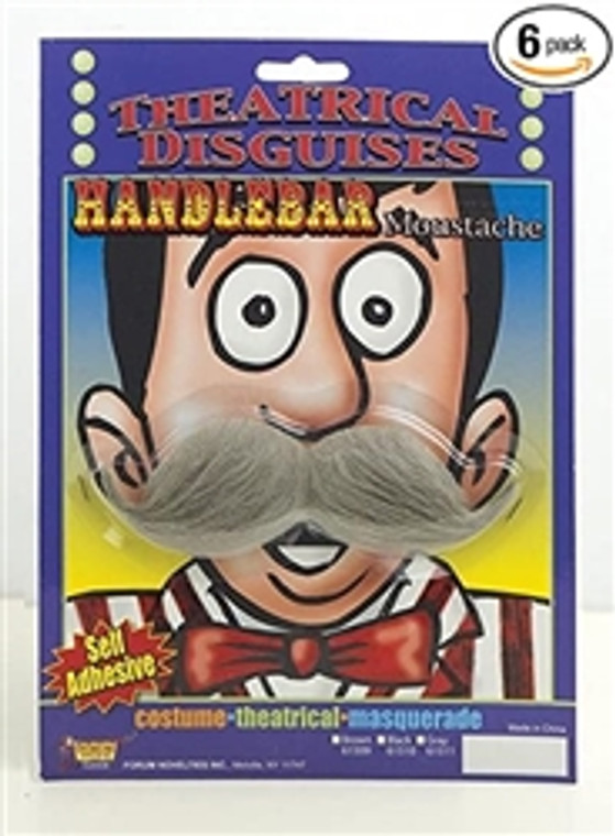 Theatrical Disguises Gray Handlebar Moustache