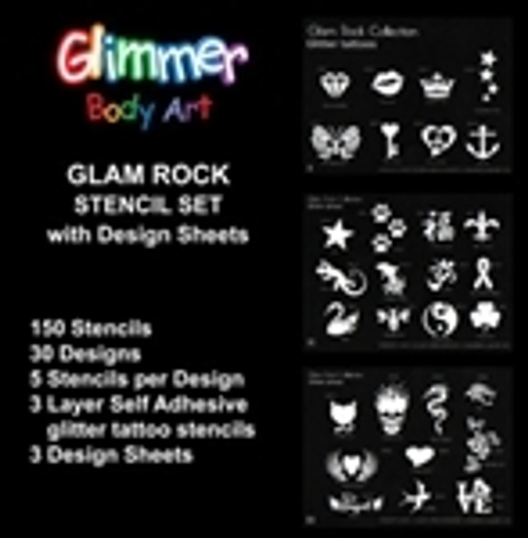 Glitter Tattoo GLAM ROCK Stencil Set NO BOARDS