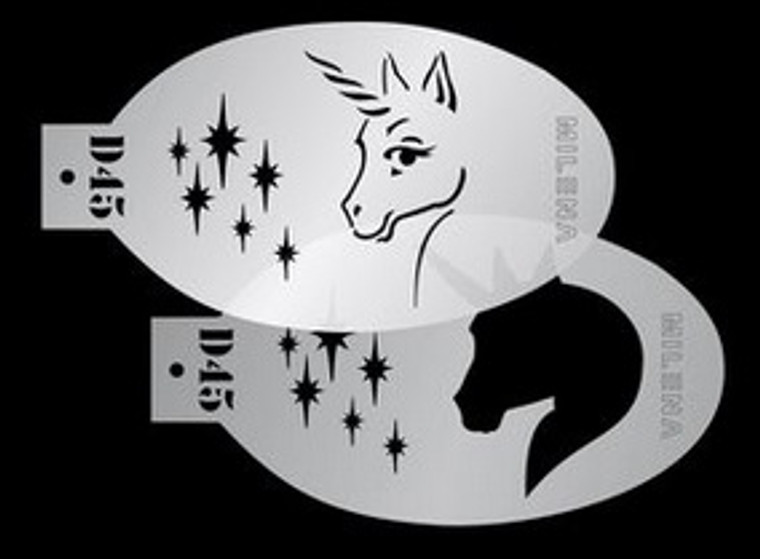 Unicorn with Stars D45- Milena Stencil