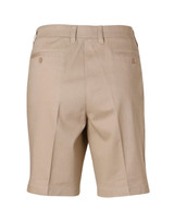 A pair of women's chino shorts in a light beige colour, featuring back pockets and a clean finish.