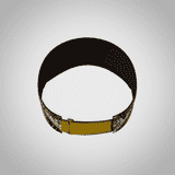 A sublimated sport visor featuring a colourful printed front and a black interior, secured with an adjustable strap.