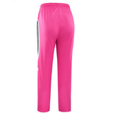 Pink sports pants with a grey side panel and elastic waistband, featuring no visible logos.