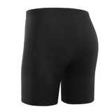 Black neoprene triathlon shorts featuring a form-fitting design and a logo.