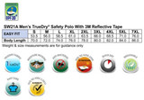 Men's TrueDry Safety L/S polo shirt featuring 3M reflective tape in various sizes. Includes branding and safety certifications.