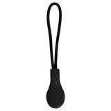 A black zip puller with a textured grip and a long cord, designed for jackets.