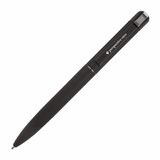 A metal Bullet Pen in black with a sleek design and a logo on the barrel.