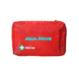 A red first aid kit containing 45 pieces of medical supplies, featuring a logo on the front.