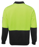 A work polar fleece in high visibility yellow and black, featuring a logo on the sleeve.