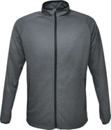 A men's lightweight fleece zip-through jacket in dark grey, featuring a zip front and side pockets.