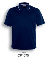 Navy unisex polo shirt featuring a classic design and a small logo on the chest.