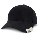 A drink bottle opener cap in black, featuring a bottle opener integrated into the side.