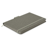 A Meridian Notebook with a textured green cover and a matching elastic band for closure.