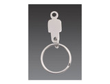 A silver keyring featuring a figure-shaped attachment, designed as a housekeeper keyring. It has a single metal ring.