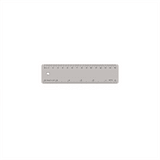 A 15cm clear plastic ruler featuring measurements in centimetres, with a hole and a small logo.