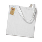 A colouring tote bag featuring a blank canvas design and an attached pack of colour markers.
