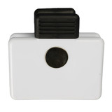 A Crest Magnetic Clip in white with a black grip and a metal magnet on the back.