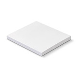 A white square sticky pad, 70 x 75mm, featuring 50 sheets and a simple design with branding.