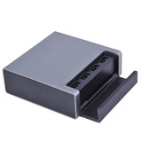 A USB smart charger in silver and black, featuring multiple USB ports for charging devices.