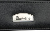 A black zip portfolio featuring a silver logo plate. The material has a textured finish.