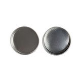 Two silver round tins with smooth metallic surfaces, featuring a polished finish.