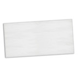 A large, white beach towel featuring a bordered edge and a branding logo. Suitable for leisure and outdoor activities.