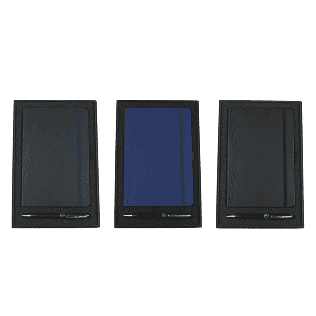 Gift set including a black Pedova Pocket Bound JournalBook and a grey Bristol Twist Ballpoint Pen.