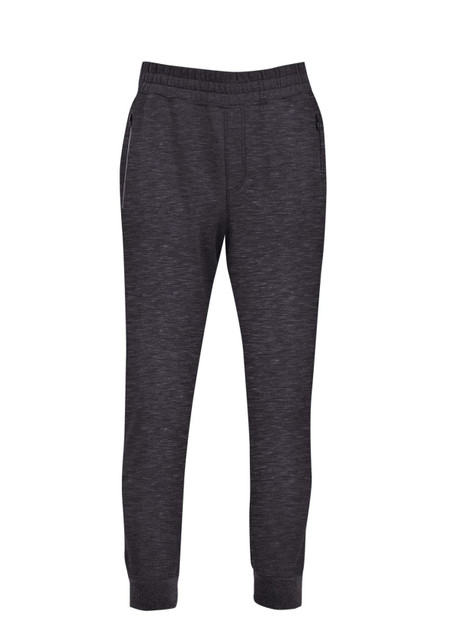 Men's STANCE brushed fleece pants in dark grey, featuring an elastic waistband and zippered pockets.