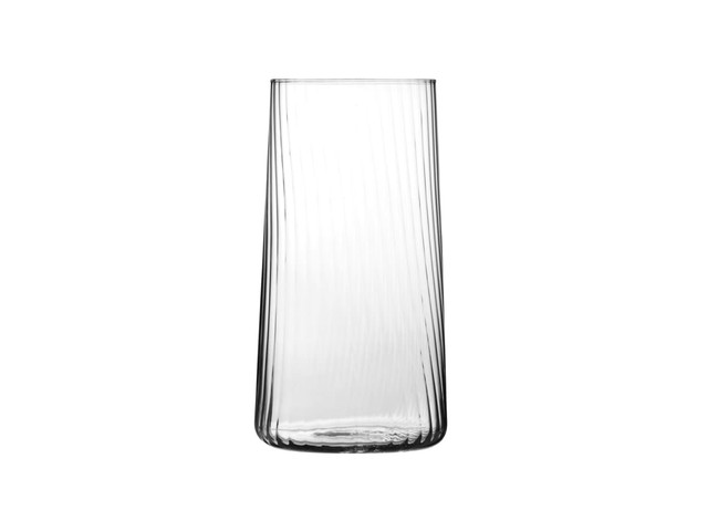 A set of six clear highball glasses with a ribbed design, each holding 550ML, presented in a gift box.