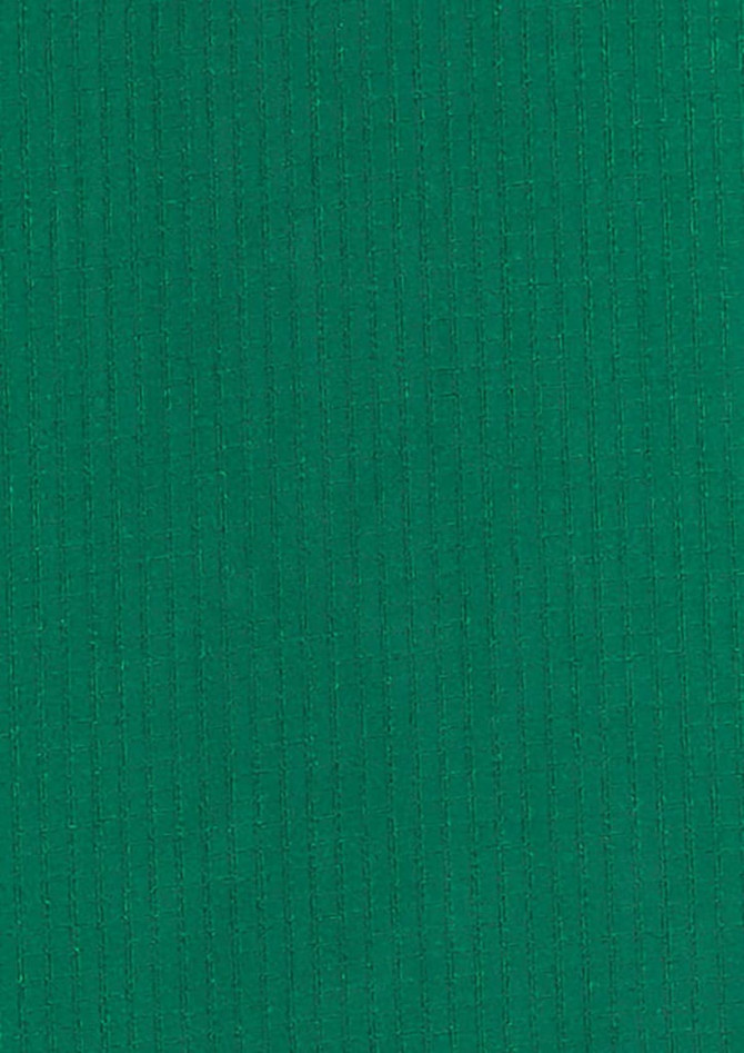 A textured green fabric displaying vertical stripes, suitable for a long sleeve shirt. It has a subtle sheen and depth.