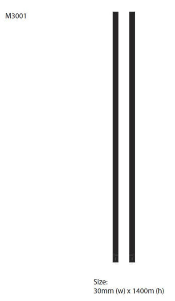 Two changeable apron straps in black, measuring 30mm in width and 1400mm in height. The image includes a logo.