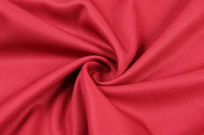 A red fabric with a smooth texture, showing a twist pattern. It appears to be suitable for sports uniforms.