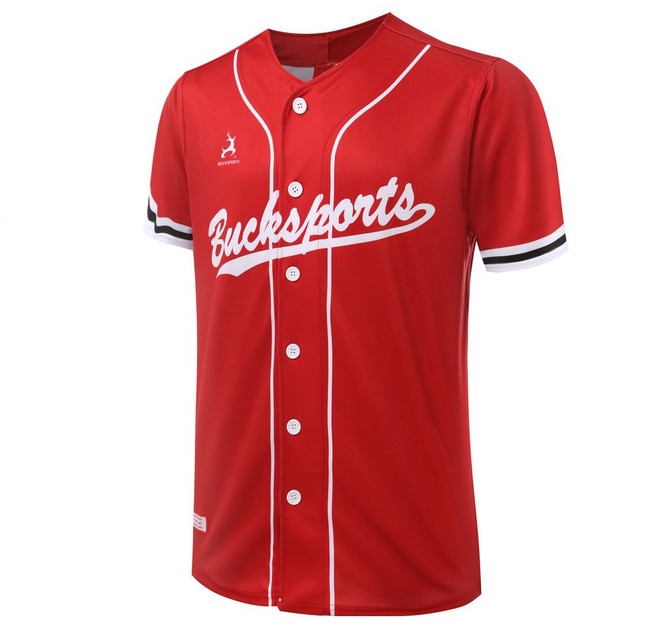 Baseball Full Button Tee-B2122RBW