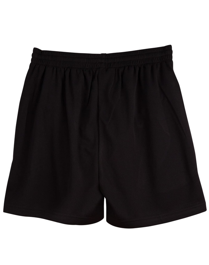 Black adult cooldry sports shorts with an elastic waistband, featuring a simple design and no visible branding.