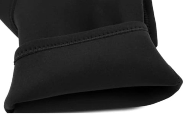 A black anti-chlorine swimming coat with a snug cuff detail, designed for sports uniforms.