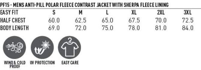 A polar fleece jacket in navy with contrasting details, featuring a logo and sherpa fleece lining.